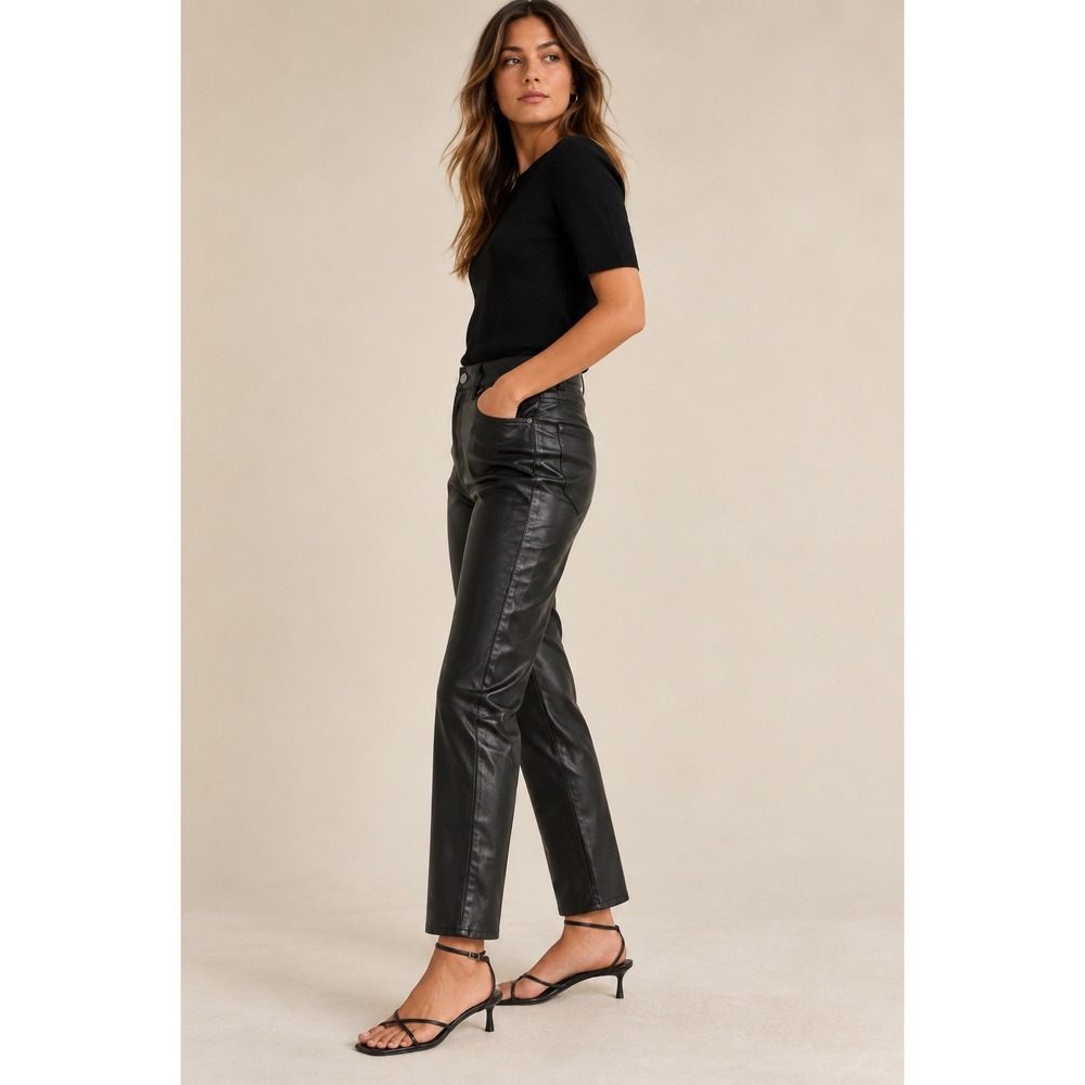 Gap Denim High Rise Vintage Slim Faux Leather Pants Black 14/32R NWT